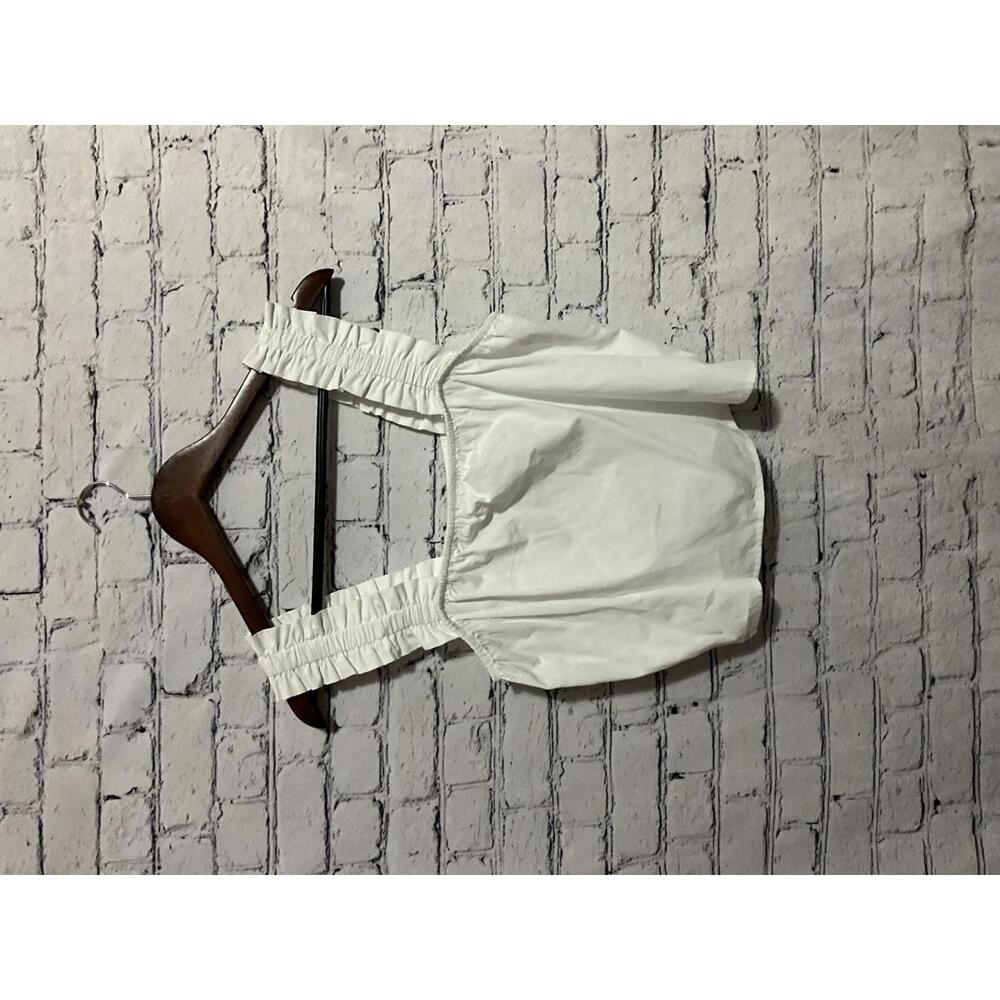 Gianni Bini White Sleeveless Crop Top with Ruffled Straps‎ Size Small